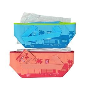 NWT Trader Joe's Light Blue and Peach Mini Insulated Lunch Tote Bags